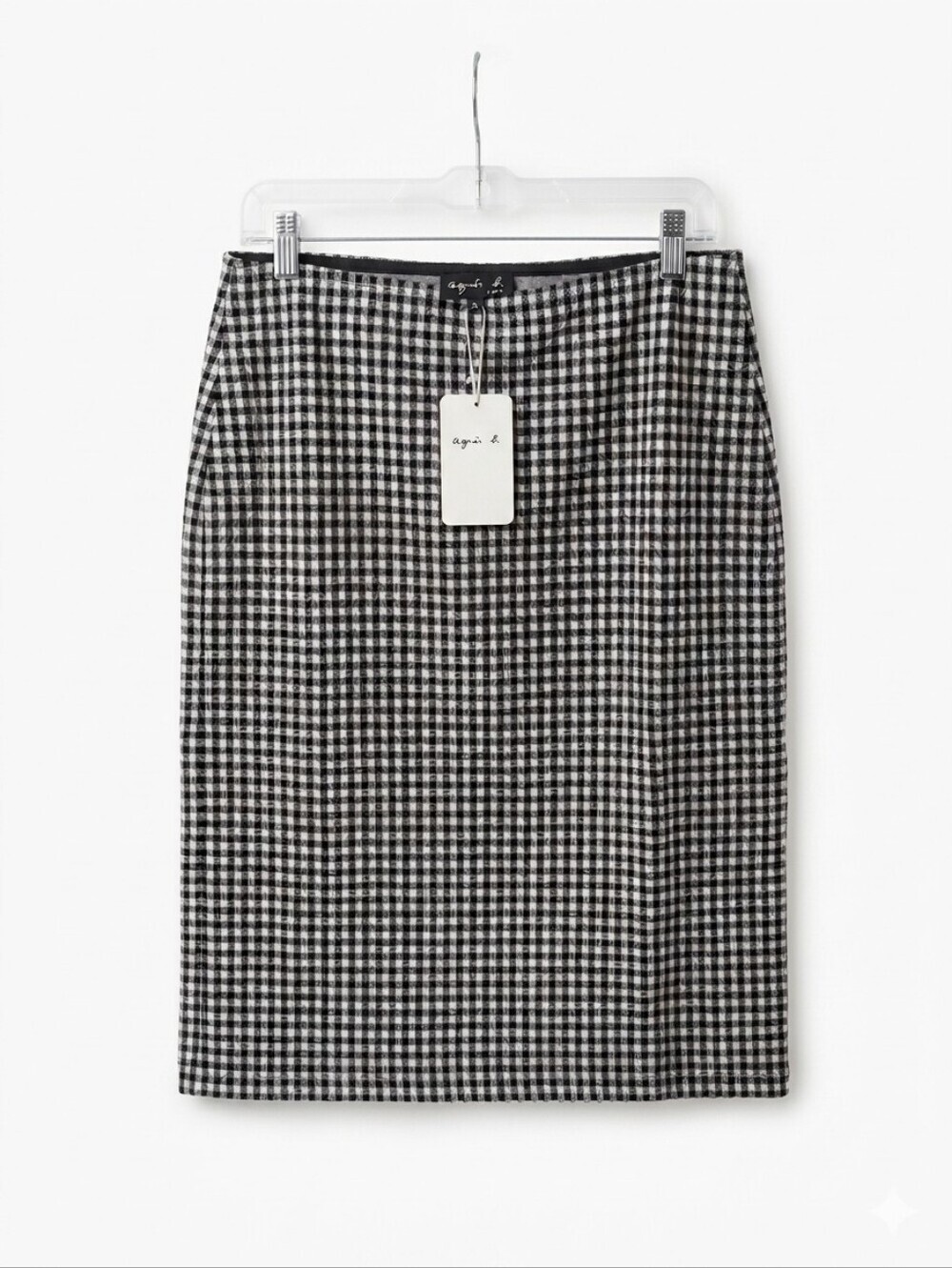 Agnes B. Paris Black & White Gingham Pencil Jacquard Ninn Skirt Size 2 See Chart